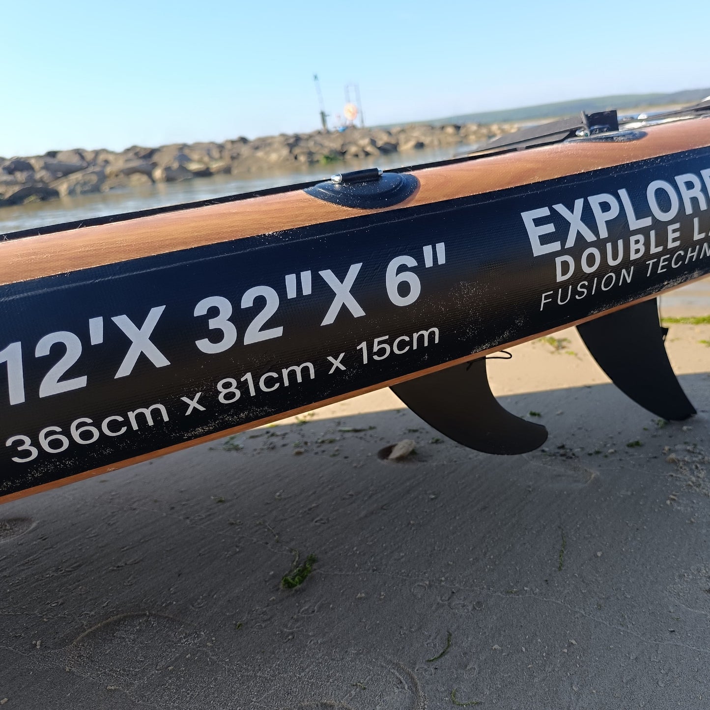Paddle Board Explorer II SUP with Kayak Conversion Kit 12′ Wooden Style