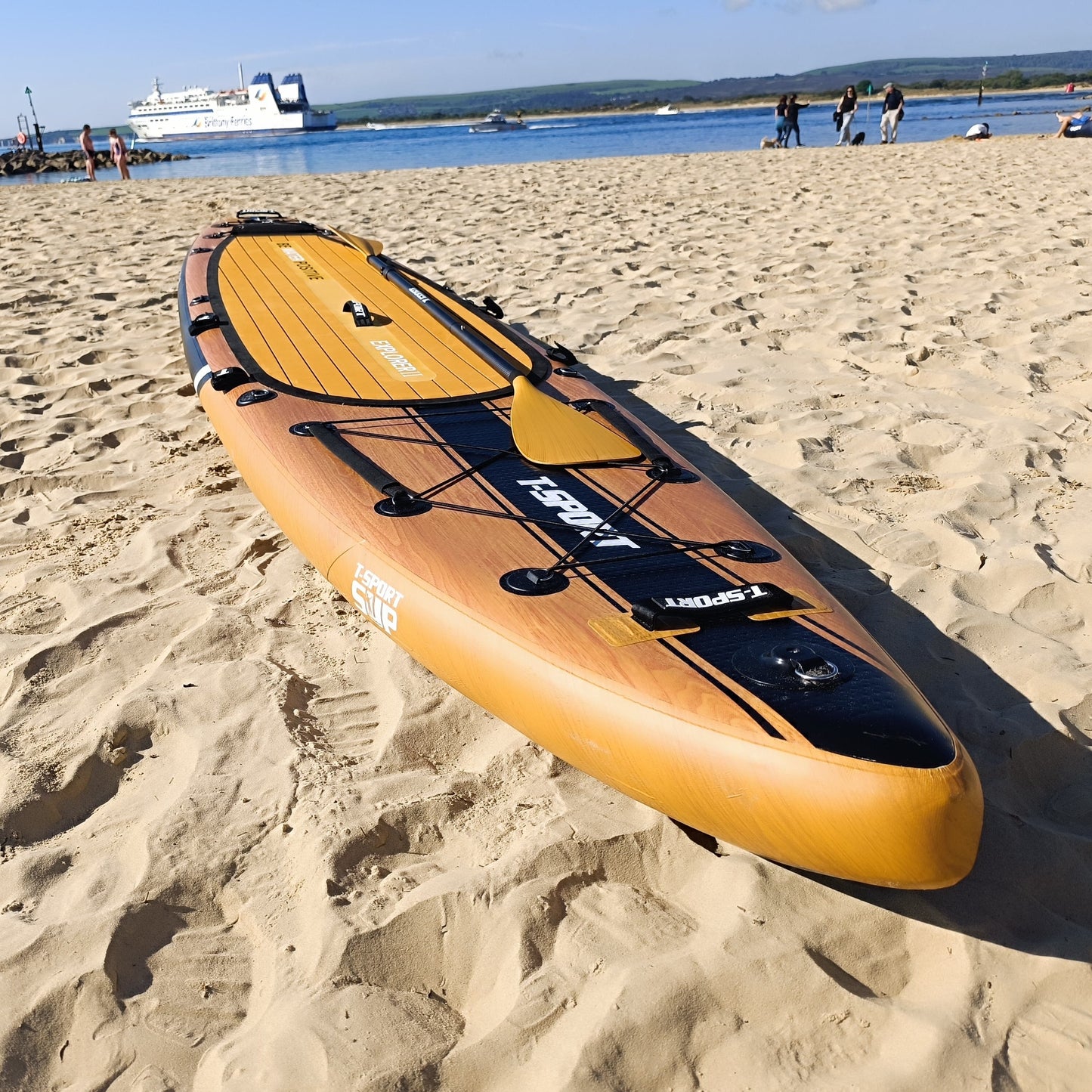 Paddle Board Explorer II SUP with Kayak Conversion Kit 12′ Wooden Style