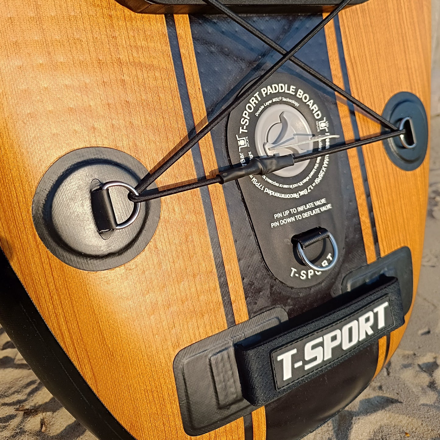 Paddle Board Explorer II SUP with Kayak Conversion Kit 12′ Wooden Style