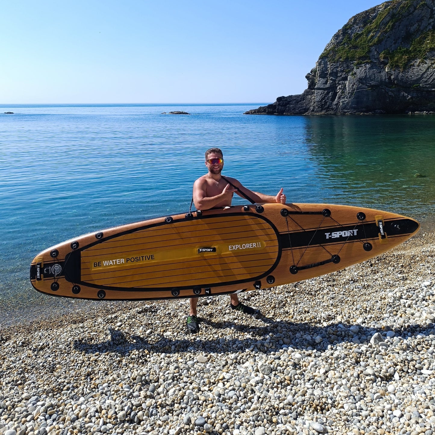 Paddle Board Explorer II SUP with Kayak Conversion Kit 12′ Wooden Style