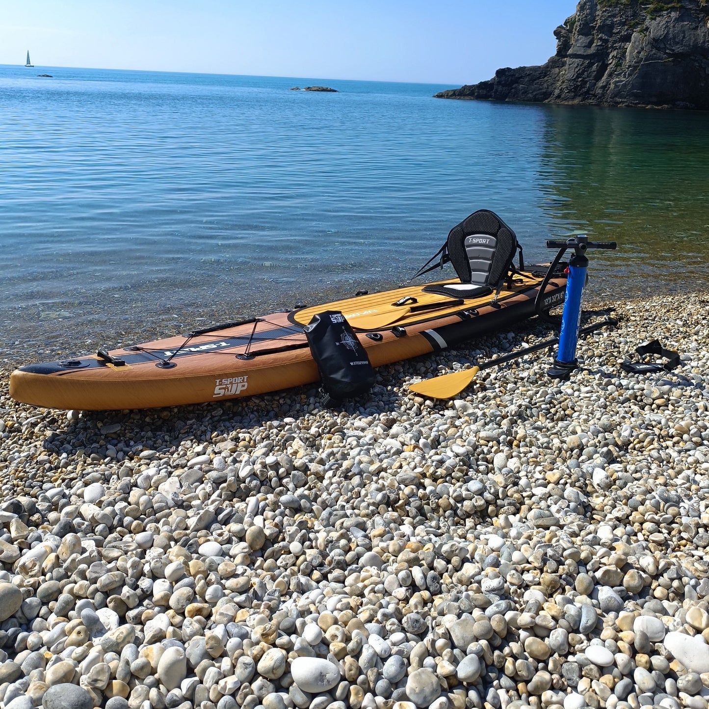 Paddle Board Explorer II SUP with Kayak Conversion Kit 12′ Wooden Style