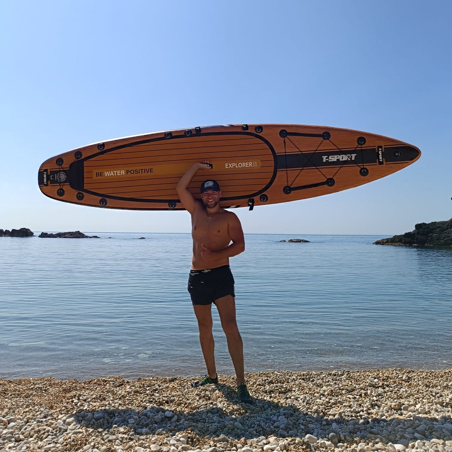 Paddle Board Explorer II SUP with Kayak Conversion Kit 12′ Wooden Style