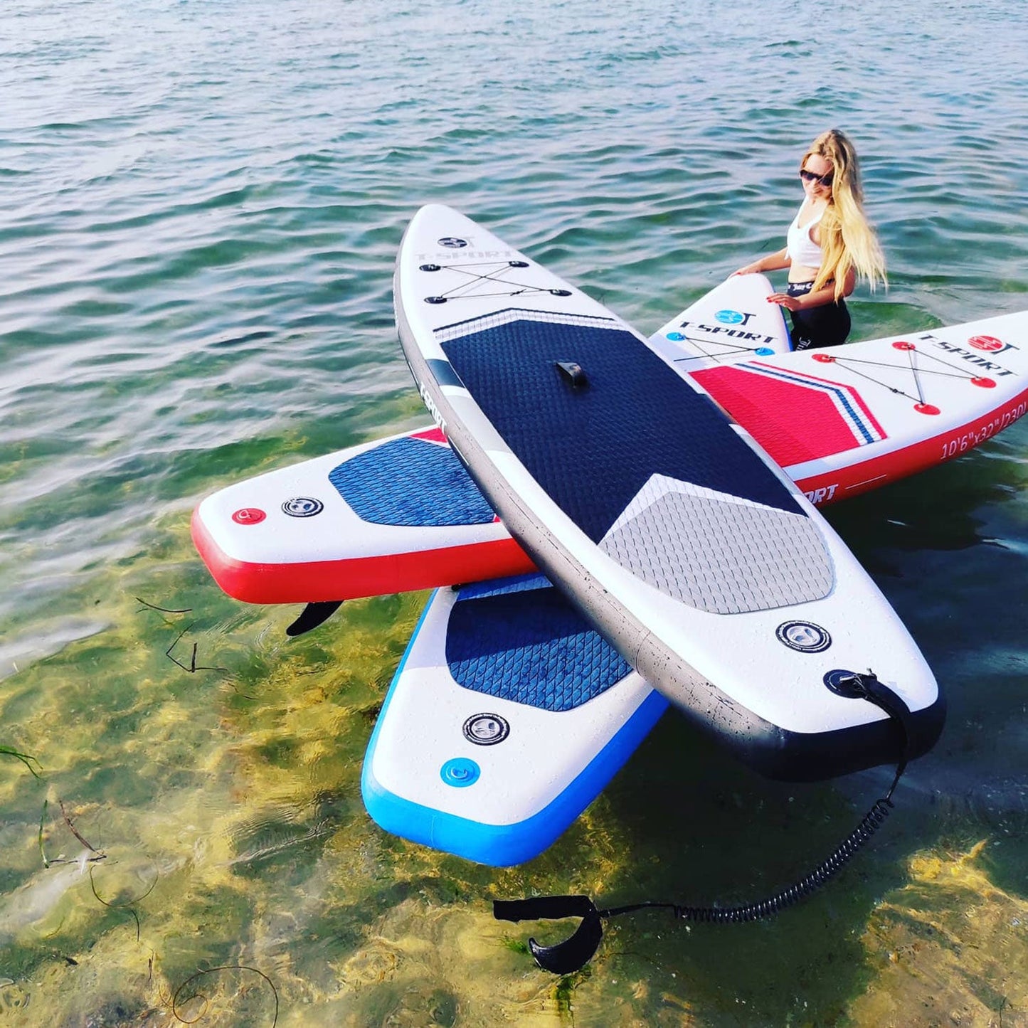 10'6" Blue Deep Inflatable Paddle Board + QR Belt!