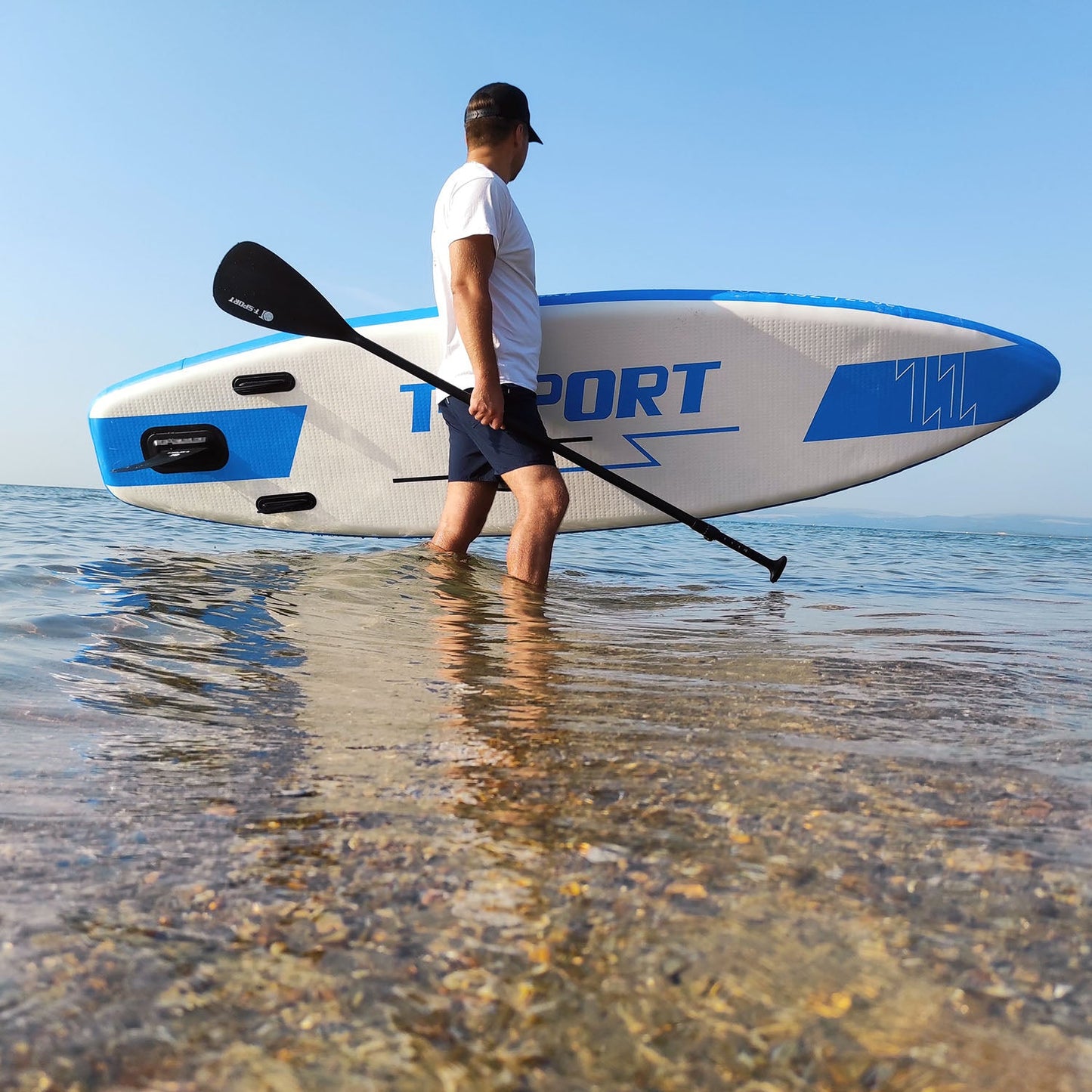 10'6" Blue Deep Inflatable Paddle Board + QR Belt!