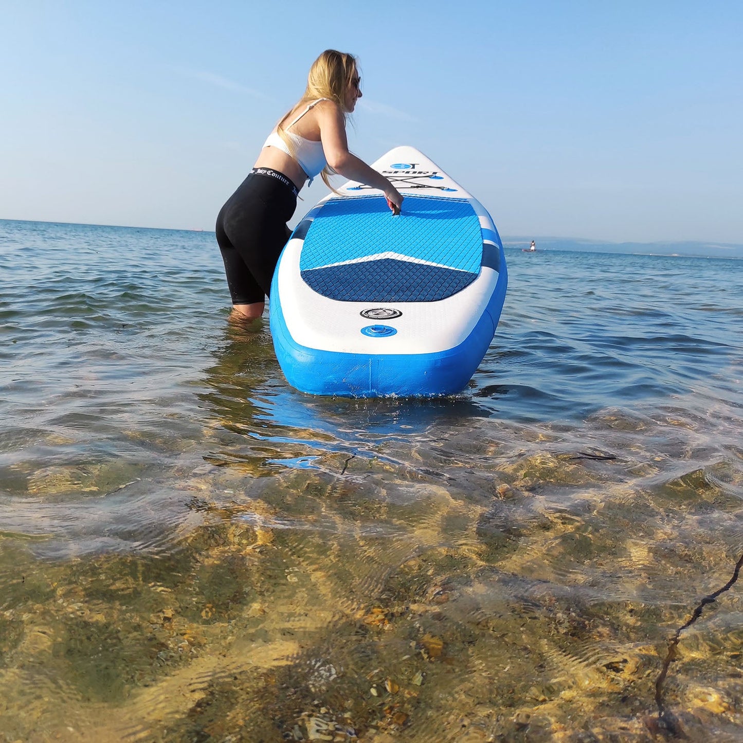 10'6" Blue Deep Inflatable Paddle Board + QR Belt!