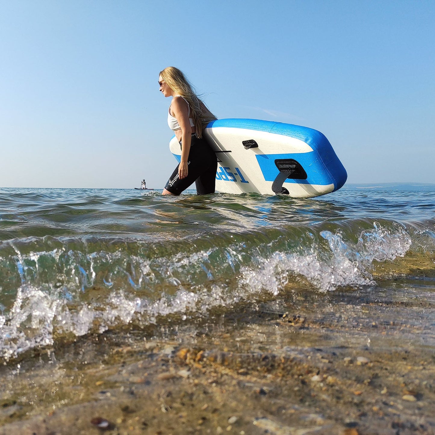 10'6" Blue Deep Inflatable Paddle Board + QR Belt!