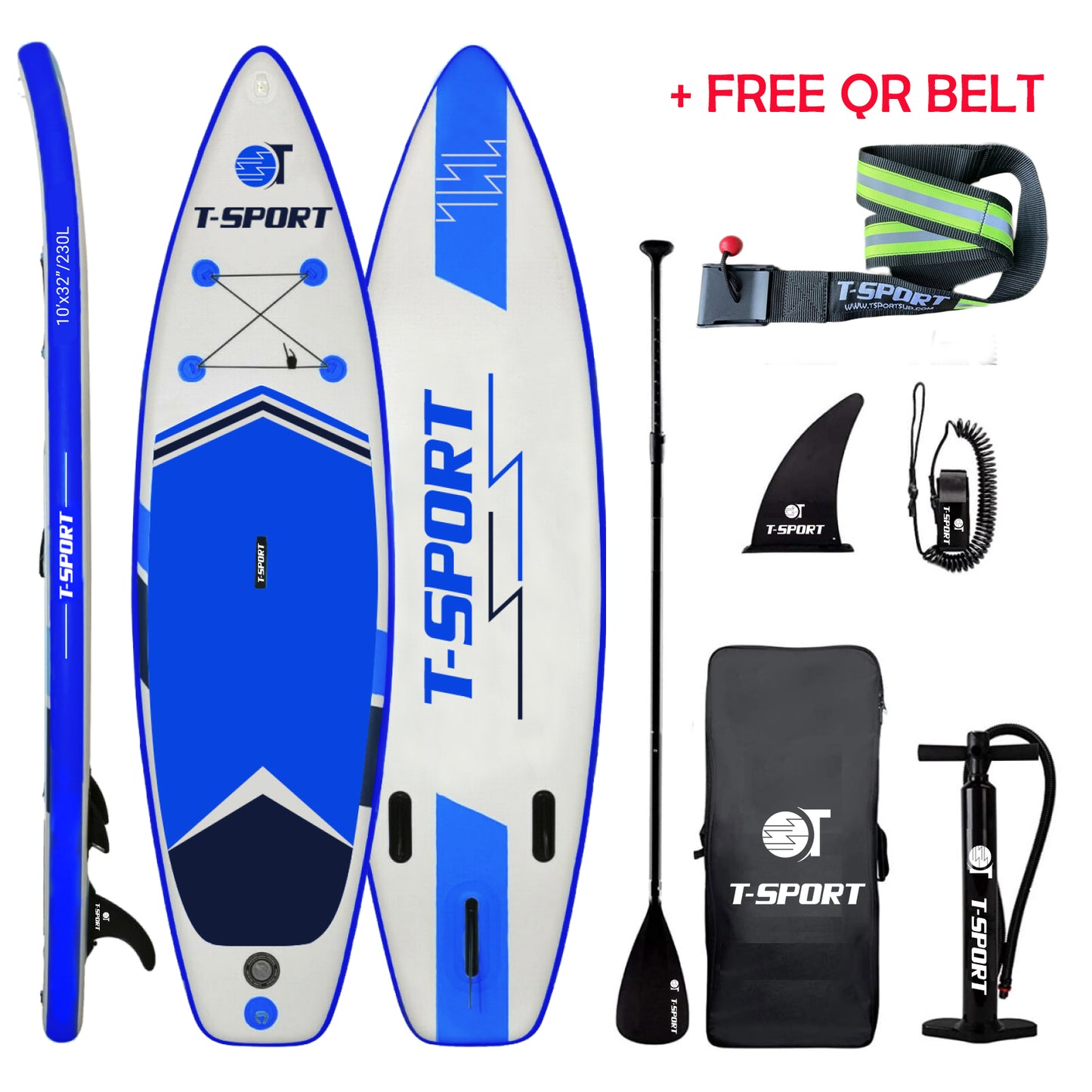 10'6" Blue Deep Inflatable Paddle Board + QR Belt!